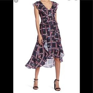 Parker Floral  V-Neck Ruffled Midi Dress sz.M